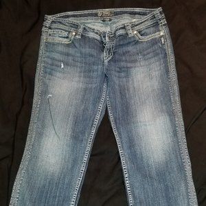 Silver distressed Twisted Capri Jeans